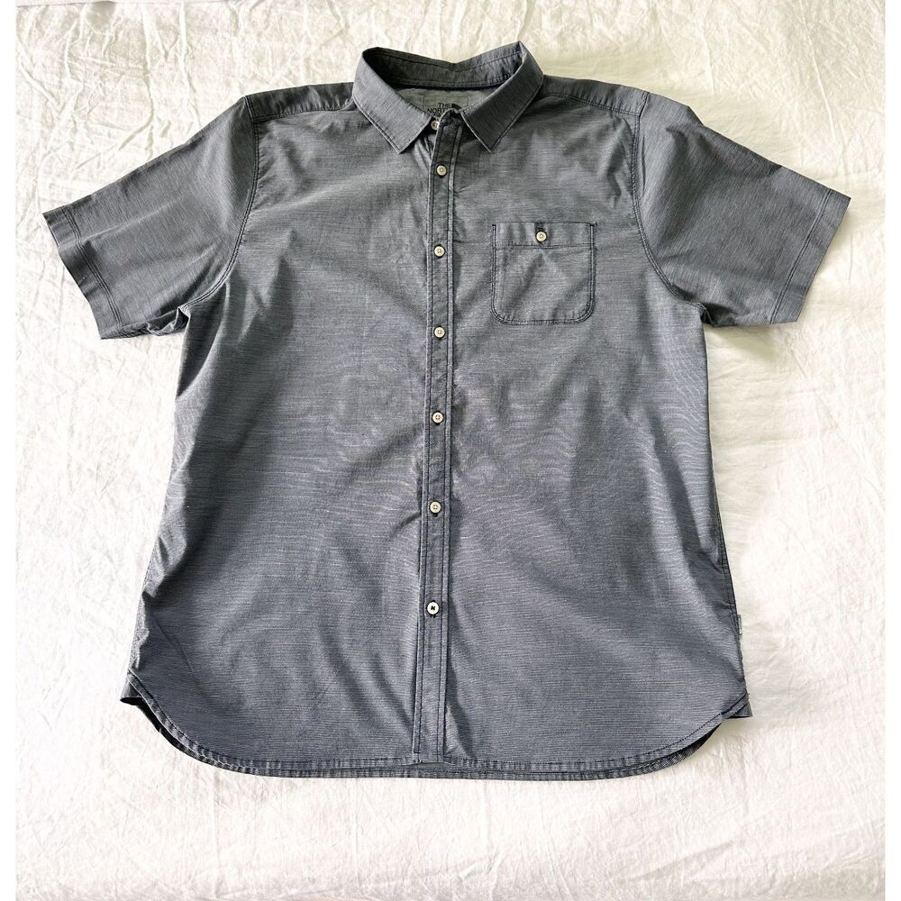 The North Face Mens XL Short Sleeve Button Up Shirt Navy Stretch Casual Outdoor